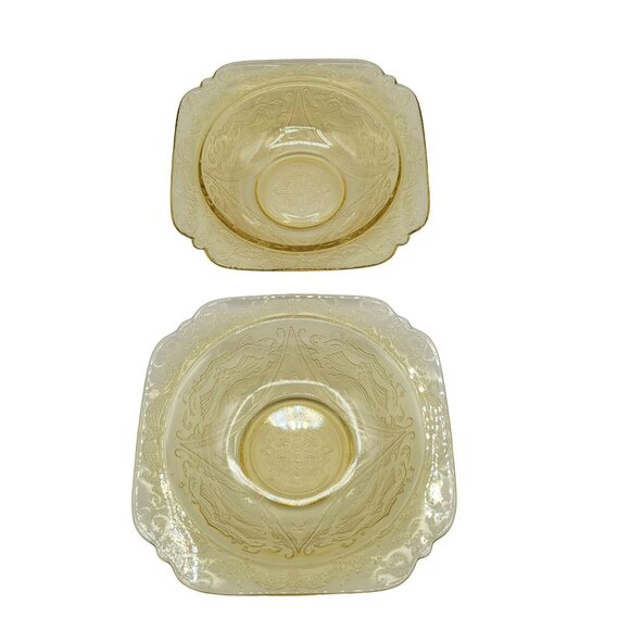 1930's Depression Glass Rim Soup Bowl Federal Madrid Amber Set of Two - Picture 6 of 9